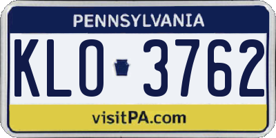 PA license plate KLO3762