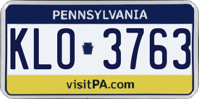 PA license plate KLO3763