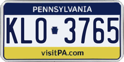 PA license plate KLO3765