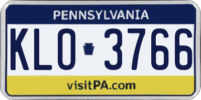 PA license plate KLO3766