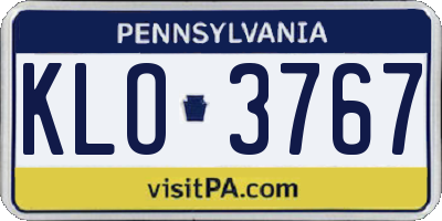 PA license plate KLO3767