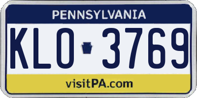 PA license plate KLO3769
