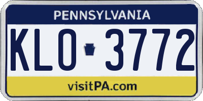 PA license plate KLO3772