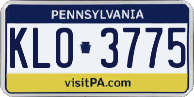 PA license plate KLO3775