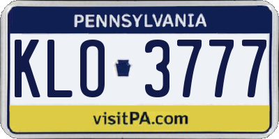 PA license plate KLO3777