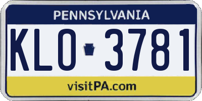 PA license plate KLO3781