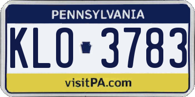 PA license plate KLO3783