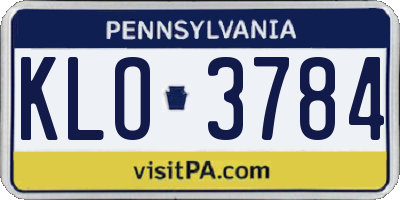 PA license plate KLO3784