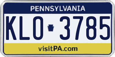 PA license plate KLO3785