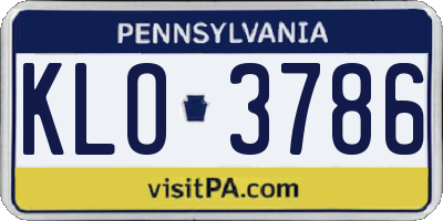 PA license plate KLO3786