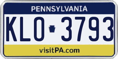 PA license plate KLO3793