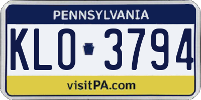 PA license plate KLO3794