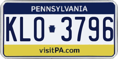 PA license plate KLO3796