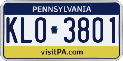 PA license plate KLO3801