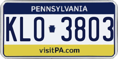 PA license plate KLO3803