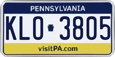 PA license plate KLO3805
