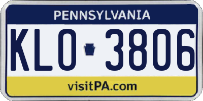 PA license plate KLO3806