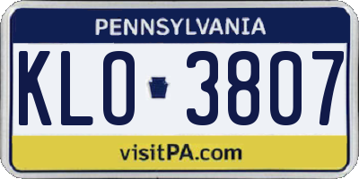 PA license plate KLO3807