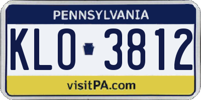 PA license plate KLO3812