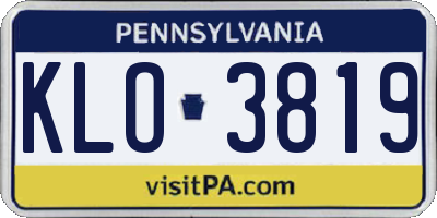 PA license plate KLO3819