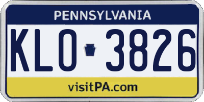 PA license plate KLO3826