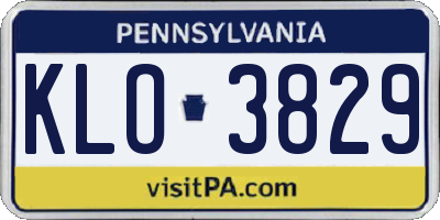 PA license plate KLO3829