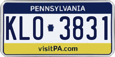 PA license plate KLO3831