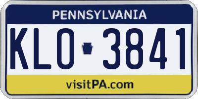 PA license plate KLO3841