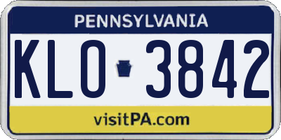 PA license plate KLO3842