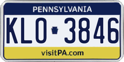 PA license plate KLO3846