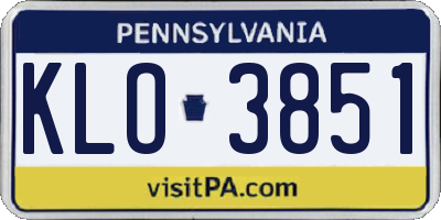 PA license plate KLO3851
