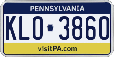 PA license plate KLO3860