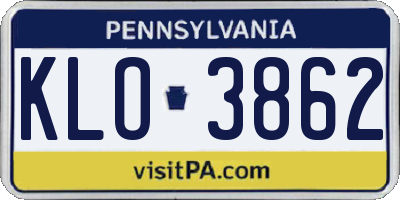 PA license plate KLO3862