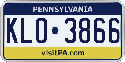 PA license plate KLO3866