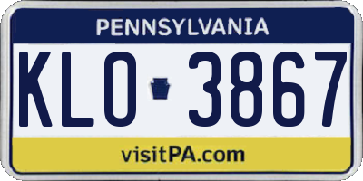 PA license plate KLO3867