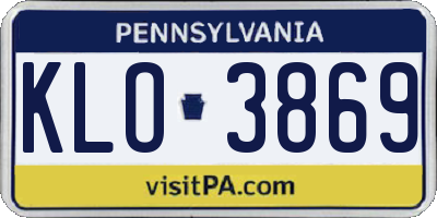 PA license plate KLO3869