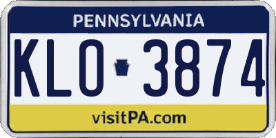 PA license plate KLO3874
