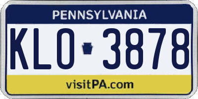 PA license plate KLO3878