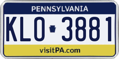 PA license plate KLO3881