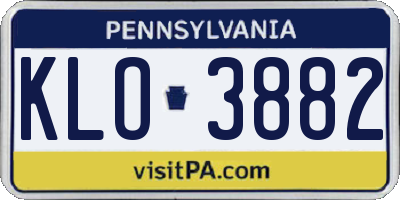 PA license plate KLO3882
