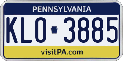 PA license plate KLO3885