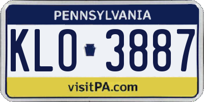 PA license plate KLO3887