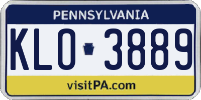 PA license plate KLO3889