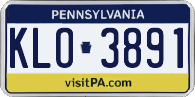 PA license plate KLO3891