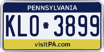 PA license plate KLO3899