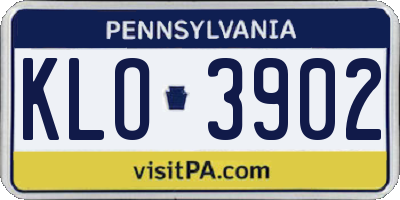 PA license plate KLO3902
