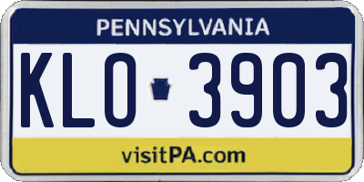 PA license plate KLO3903
