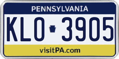 PA license plate KLO3905