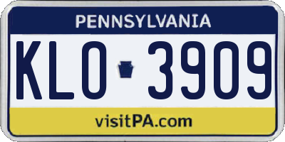 PA license plate KLO3909