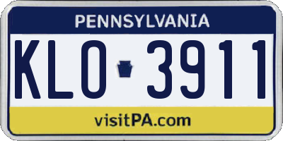 PA license plate KLO3911